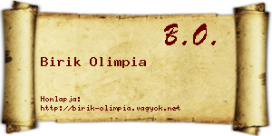 Birik Olimpia névjegykártya